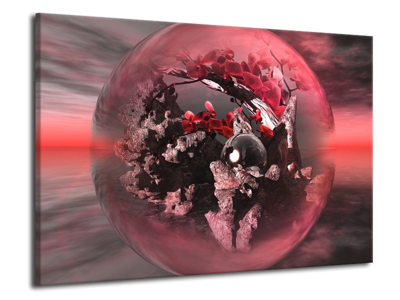 Glas schilderij Orchidee | Rood, Grijs | 70x50cm 1Luik