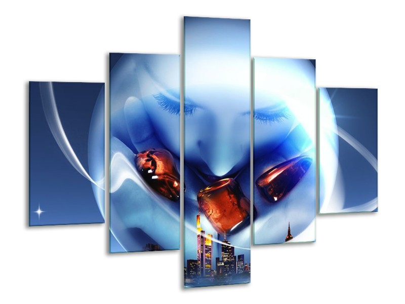 Glas schilderij Cirkel | Blauw, Bruin | 100x70cm 5Luik