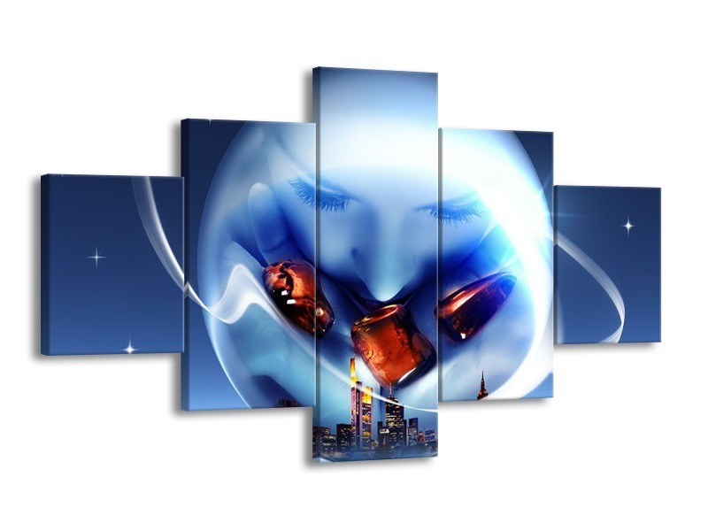 Glas schilderij Cirkel | Blauw, Bruin | 125x70cm 5Luik
