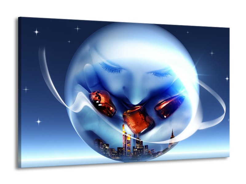 Canvas schilderij Cirkel | Blauw, Bruin | 140x90cm 1Luik