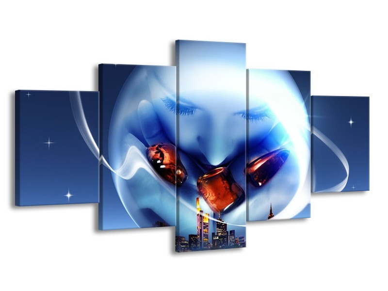 Glas schilderij Cirkel | Blauw, Bruin | 150x80cm 5Luik