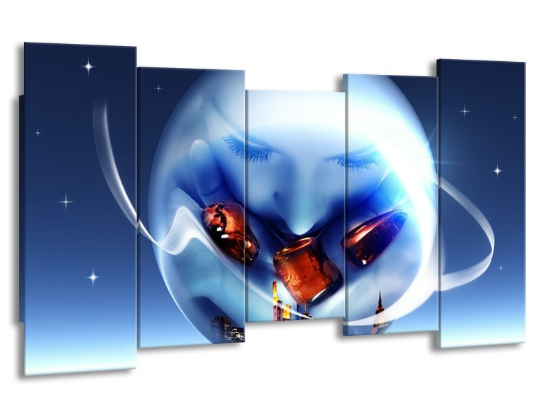 Glas schilderij Cirkel | Blauw, Bruin | 150x80cm 5Luik