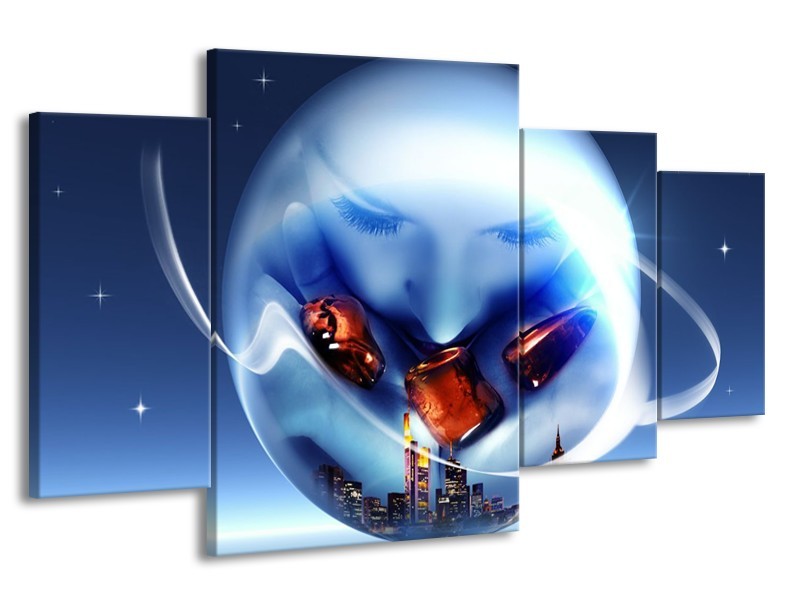 Glas schilderij Cirkel | Blauw, Bruin | 160x90cm 4Luik