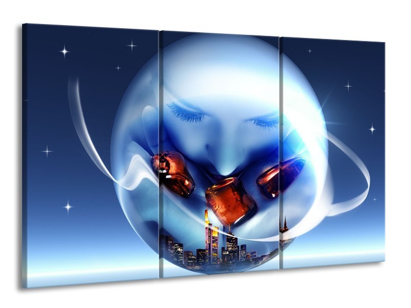 Glas schilderij Cirkel | Blauw, Bruin | 165x100cm 3Luik