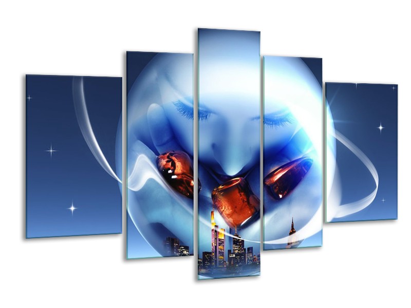 Glas schilderij Cirkel | Blauw, Bruin | 170x100cm 5Luik