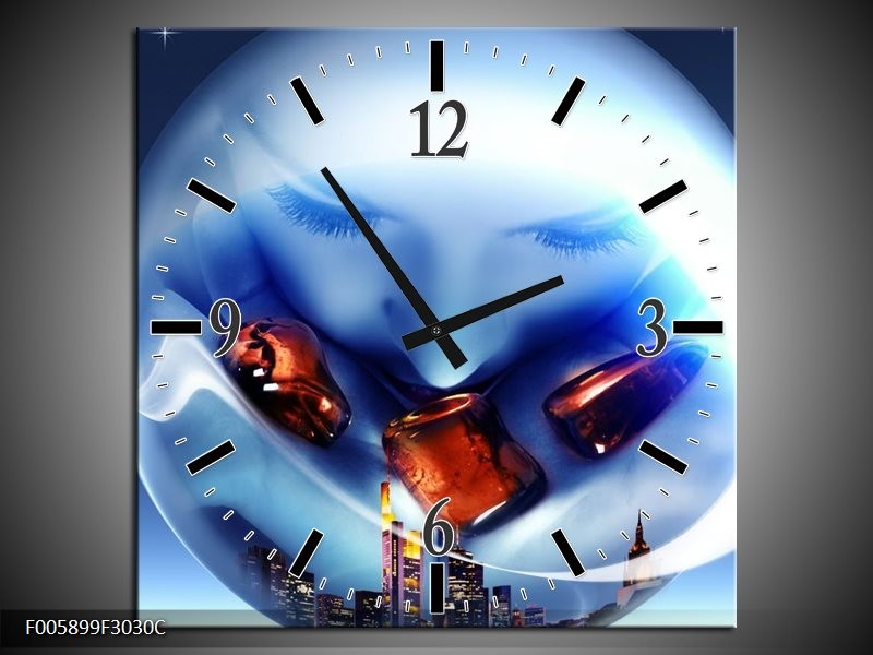 Klok schilderij Cirkel | Blauw, Bruin | 30x30cm 1Luik