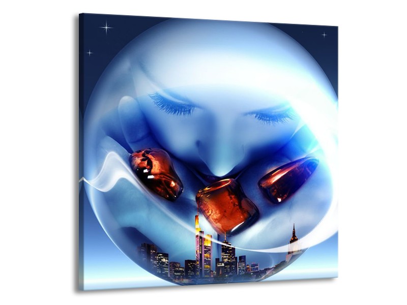 Canvas schilderij Cirkel | Blauw, Bruin | 50x50cm 1Luik