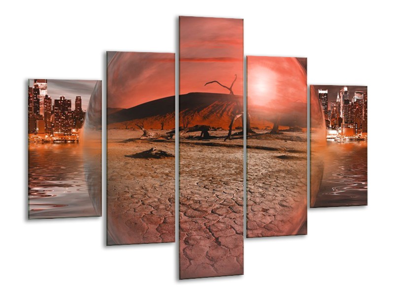 Glas schilderij Art | Rood, Grijs | 100x70cm 5Luik