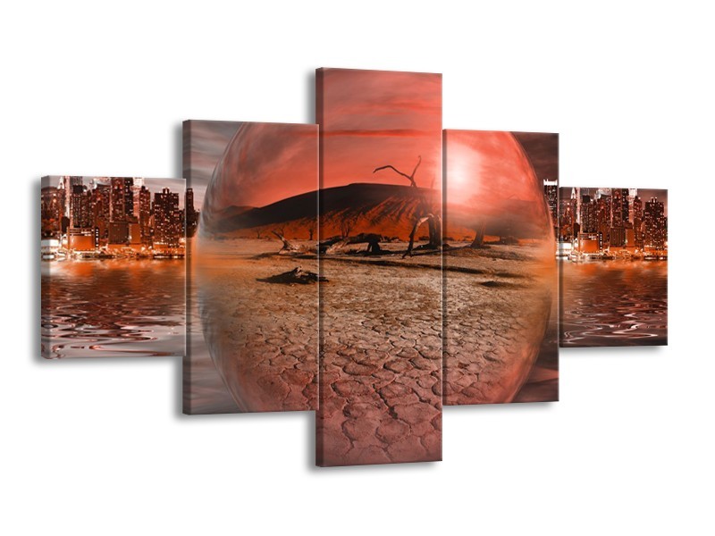 Glas schilderij Art | Rood, Grijs | 125x70cm 5Luik