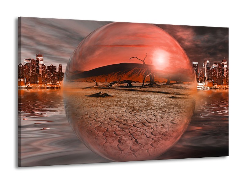 Glas schilderij Art | Rood, Grijs | 140x90cm 1Luik