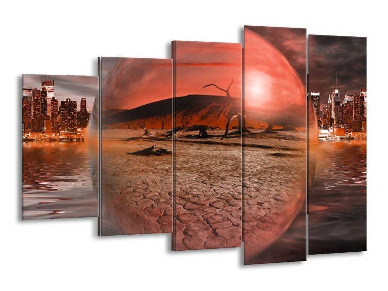 Canvas schilderij Art | Rood, Grijs | 150x100cm 5Luik