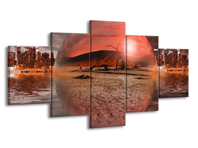 Glas schilderij Art | Rood, Grijs | 150x80cm 5Luik
