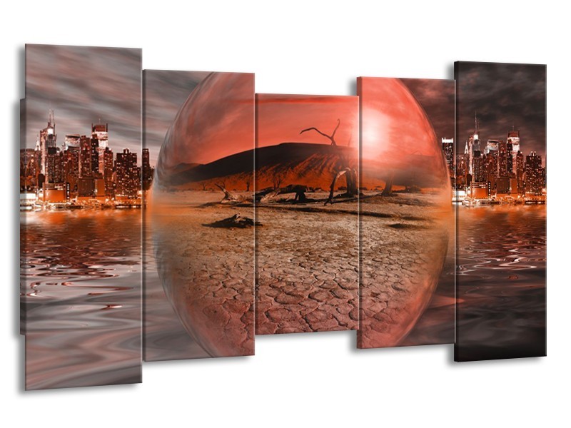 Glas schilderij Art | Rood, Grijs | 150x80cm 5Luik