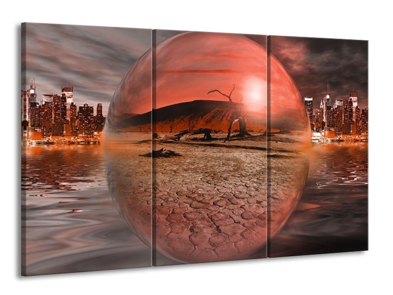 Glas schilderij Art | Rood, Grijs | 165x100cm 3Luik