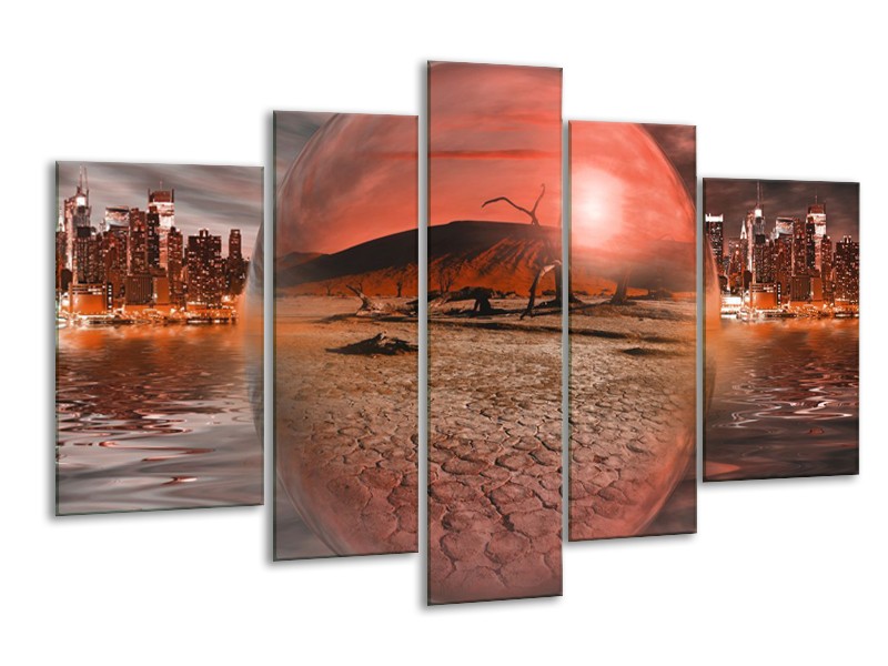 Glas schilderij Art | Rood, Grijs | 170x100cm 5Luik