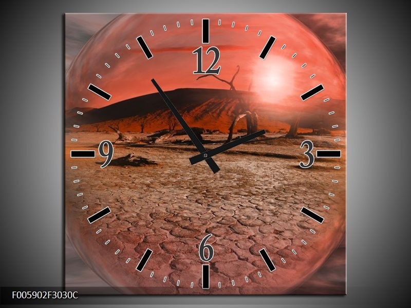 Klok schilderij Art | Rood, Grijs | 30x30cm 1Luik