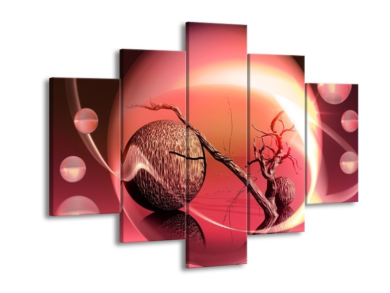 Canvas schilderij Cirkel | Rood, Bruin | 150x105cm 5Luik