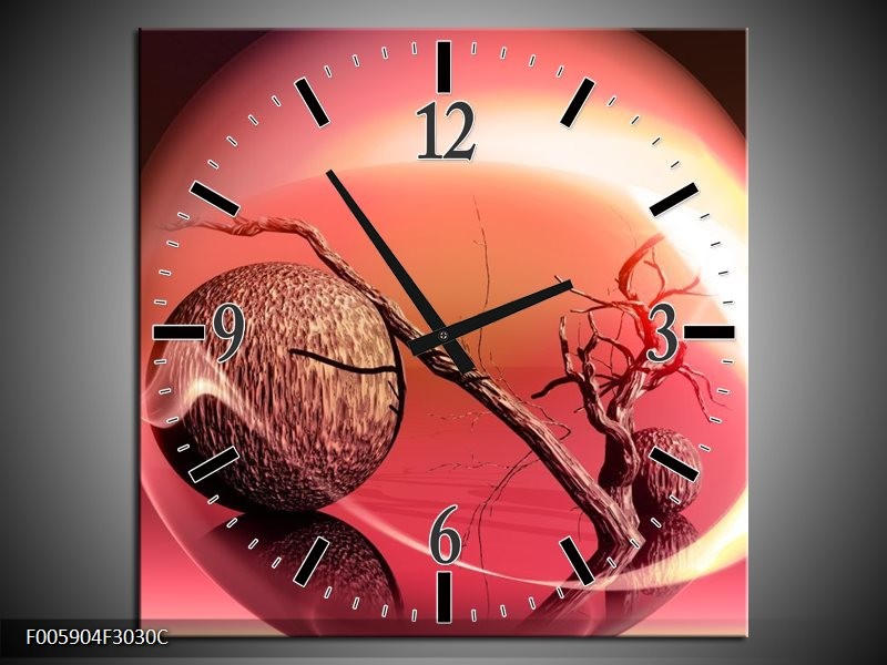 Klok schilderij Cirkel | Rood, Bruin | 30x30cm 1Luik