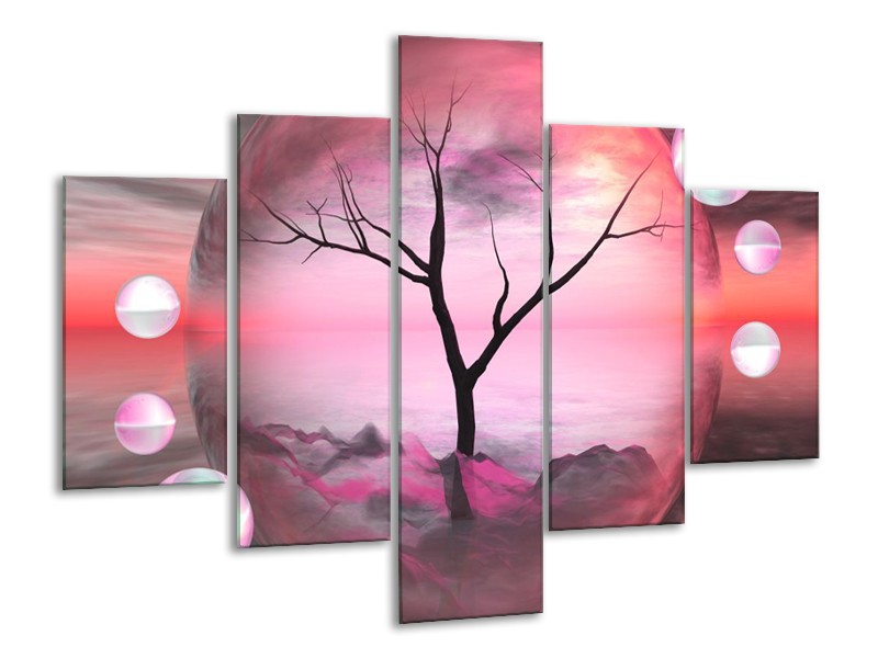 Glas schilderij Boom | Paars, Grijs | 100x70cm 5Luik