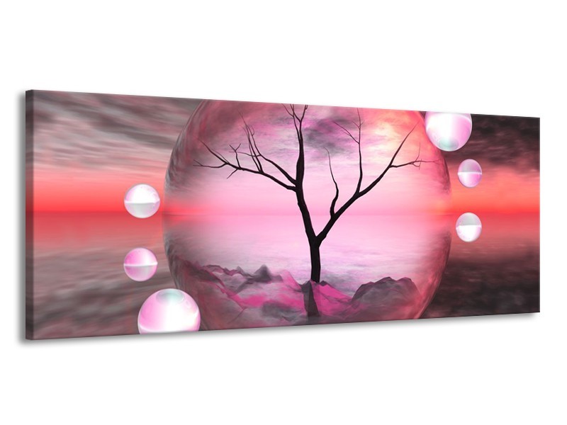 Glas schilderij Boom | Paars, Grijs | 145x58cm 1Luik
