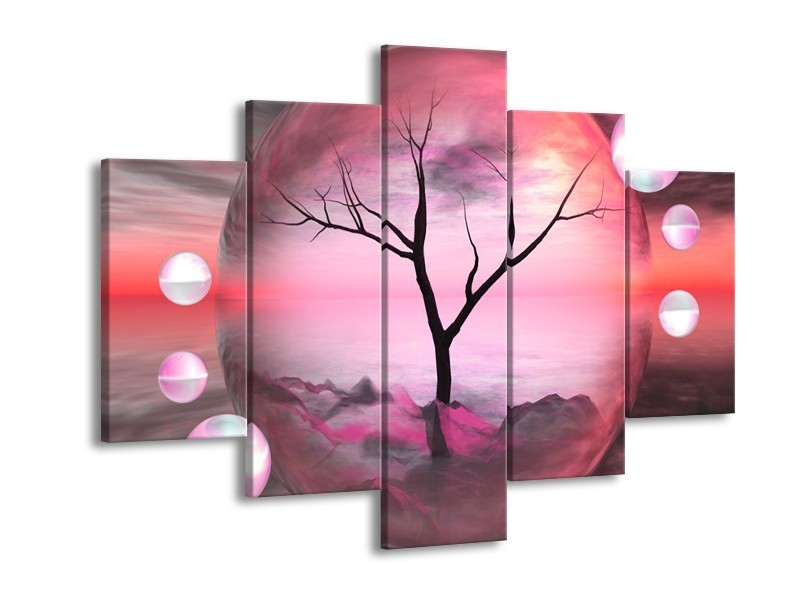 Canvas schilderij Boom | Paars, Grijs | 150x105cm 5Luik