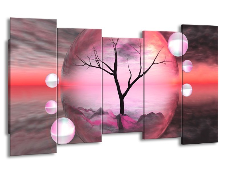 Glas schilderij Boom | Paars, Grijs | 150x80cm 5Luik