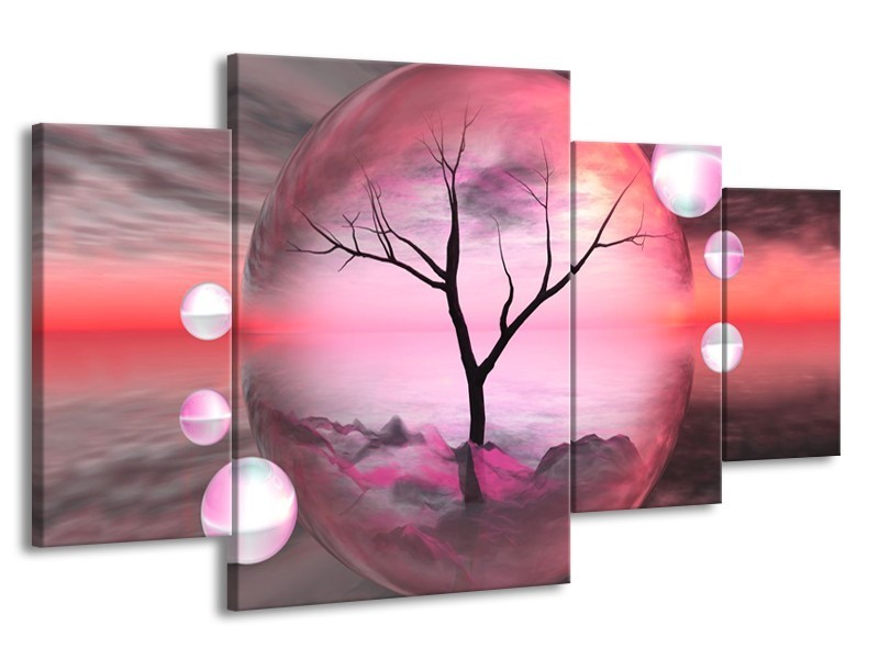 Glas schilderij Boom | Paars, Grijs | 160x90cm 4Luik