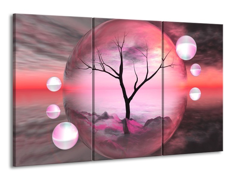 Glas schilderij Boom | Paars, Grijs | 165x100cm 3Luik