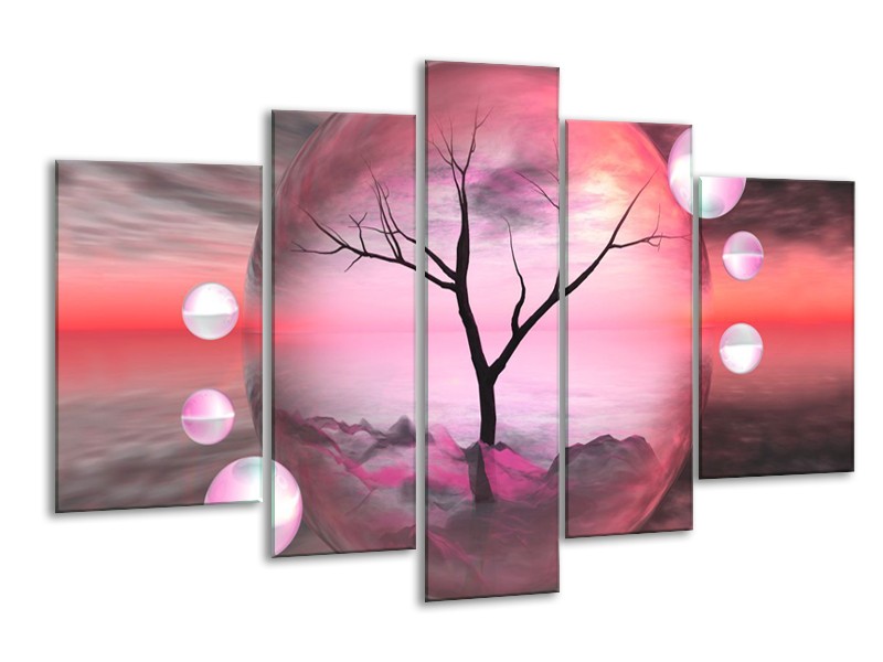 Glas schilderij Boom | Paars, Grijs | 170x100cm 5Luik