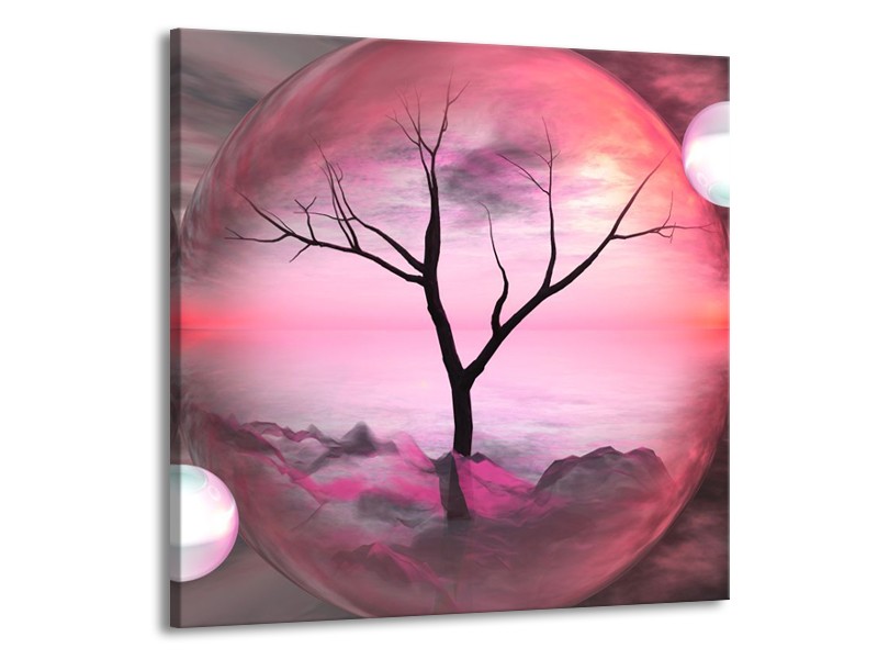 Canvas schilderij Boom | Paars, Grijs | 50x50cm 1Luik