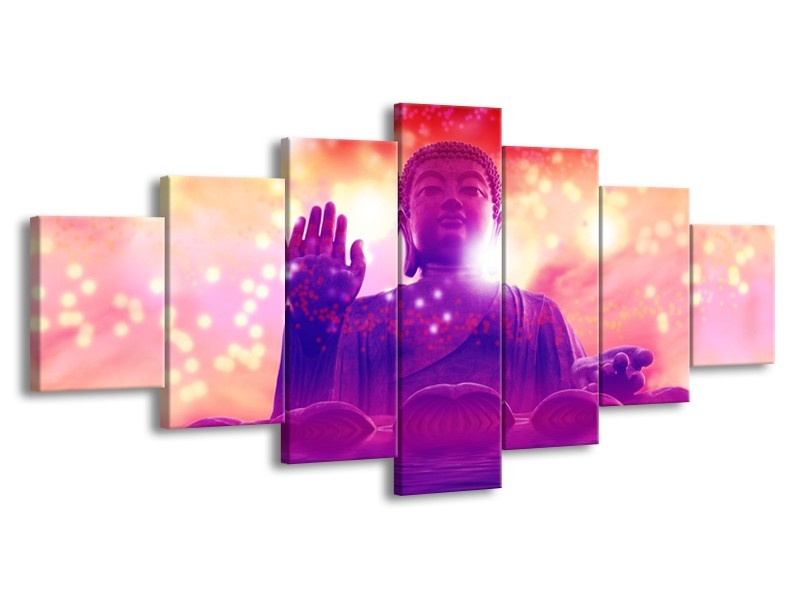 Canvas schilderij Boeddha | Paars, Rood | 210x100cm 7Luik