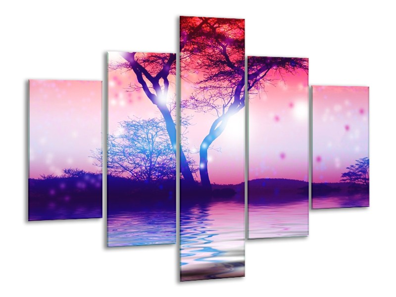 Canvas schilderij Boom | Paars | 100x70cm 5Luik