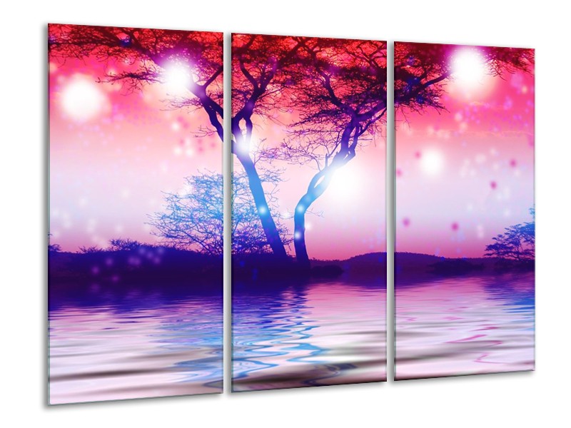 Canvas schilderij Boom | Paars | 120x80cm 3Luik
