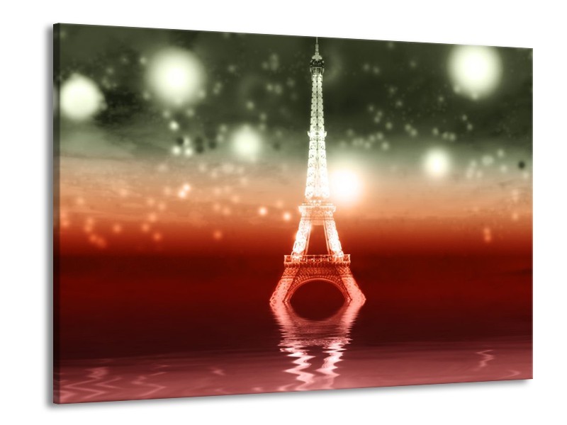 Glas schilderij Eiffeltoren | Rood, Grijs | 100x70cm 1Luik