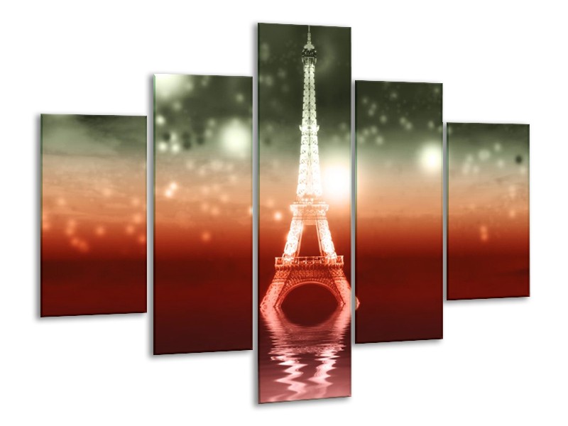 Glas schilderij Eiffeltoren | Rood, Grijs | 100x70cm 5Luik