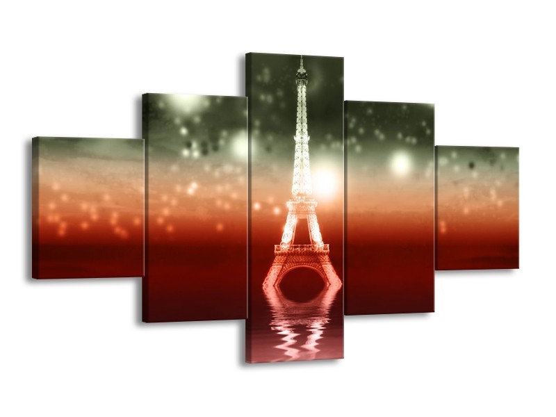 Glas schilderij Eiffeltoren | Rood, Grijs | 125x70cm 5Luik