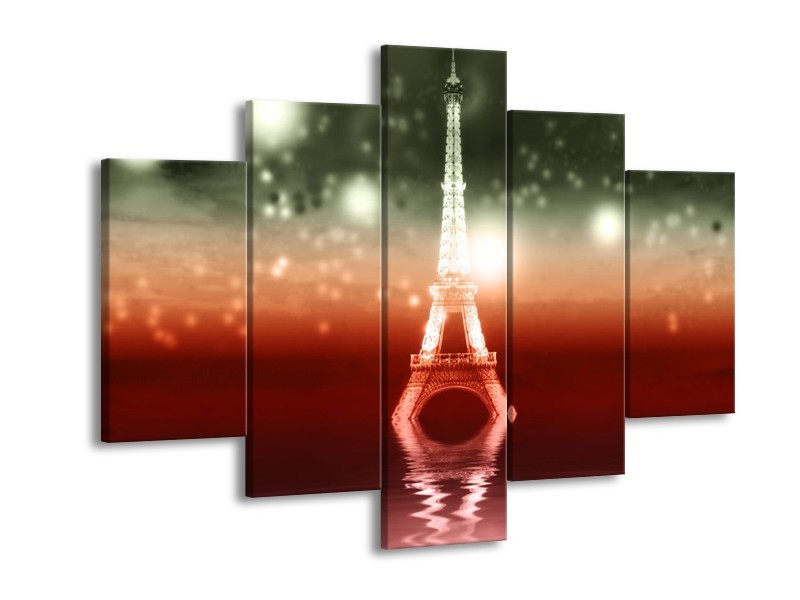 Glas schilderij Eiffeltoren | Rood, Grijs | 150x105cm 5Luik