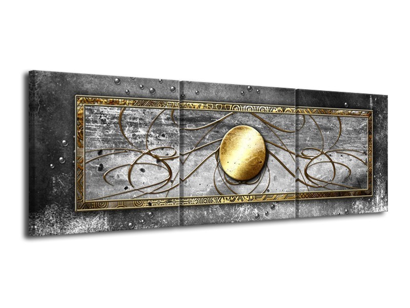 Glas schilderij Cirkel | Grijs, Goud | 120x40cm 3Luik