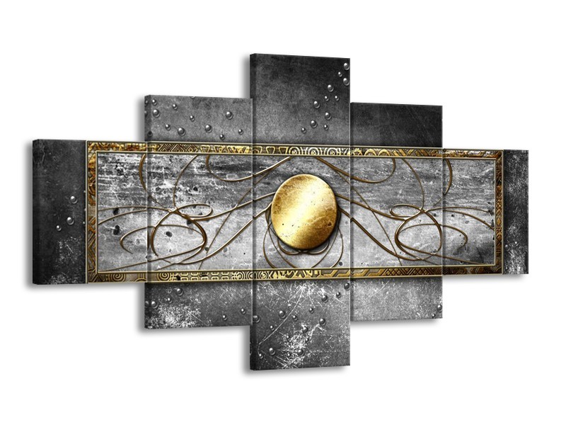 Glas schilderij Cirkel | Grijs, Goud | 125x70cm 5Luik
