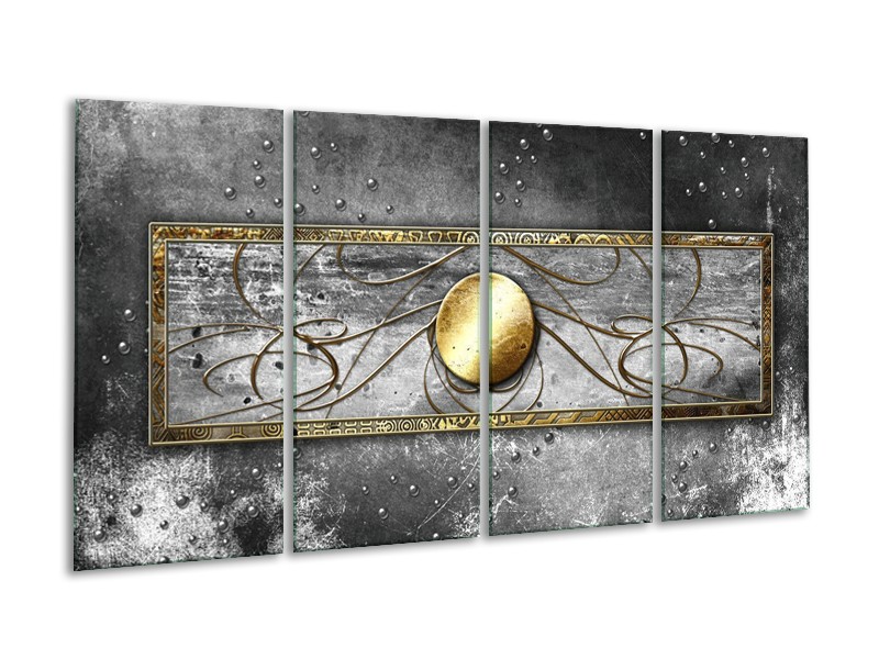 Canvas schilderij Cirkel | Grijs, Goud | 160x80cm 4Luik