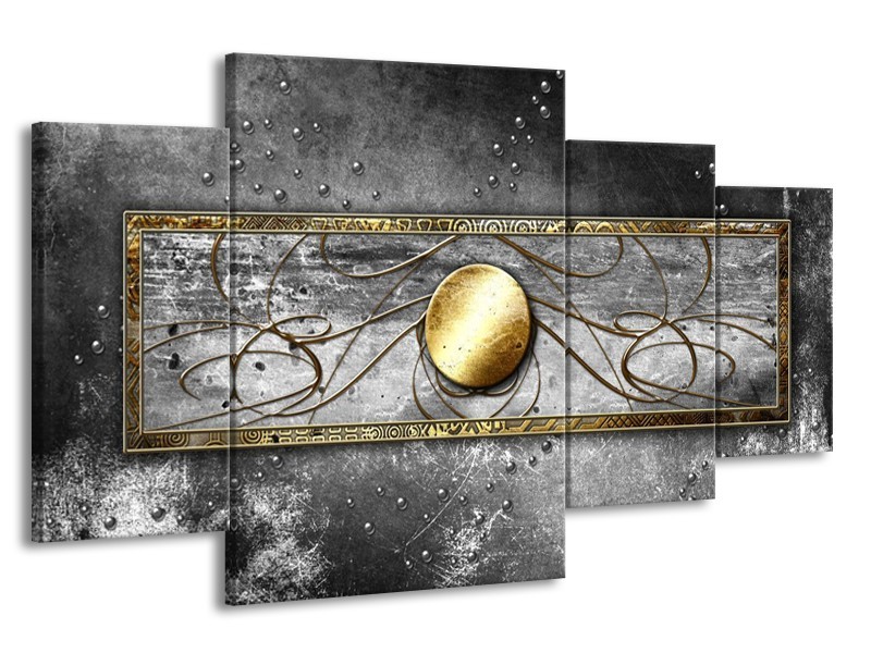 Glas schilderij Cirkel | Grijs, Goud | 160x90cm 4Luik