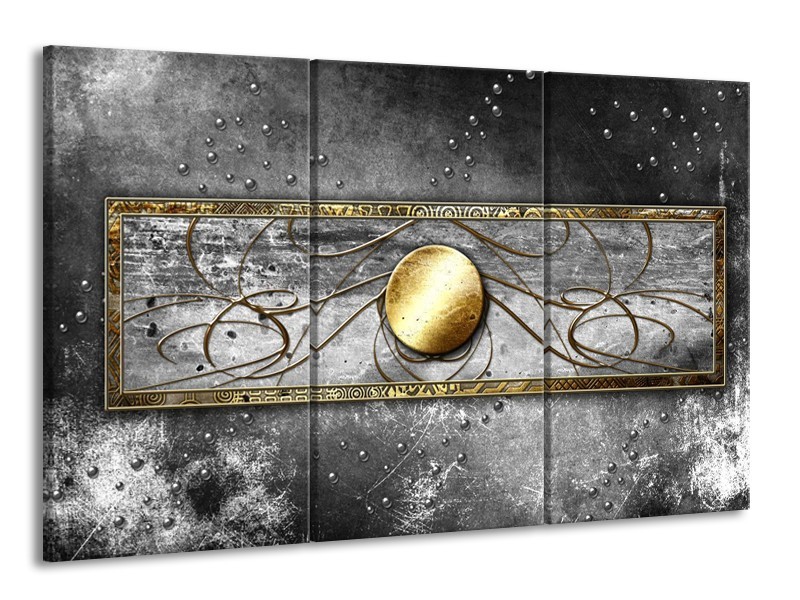 Glas schilderij Cirkel | Grijs, Goud | 165x100cm 3Luik