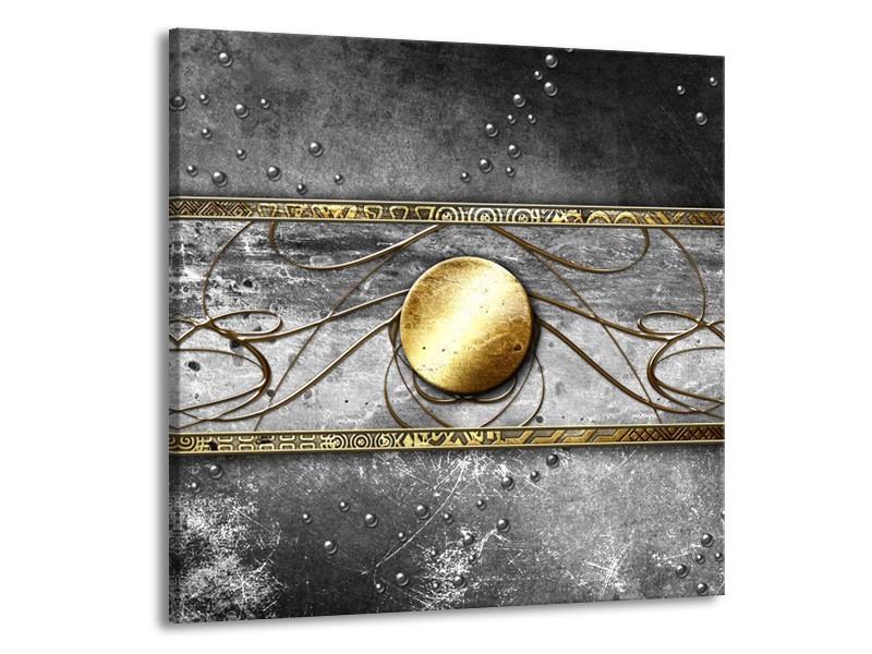 Canvas schilderij Cirkel | Grijs, Goud | 50x50cm 1Luik