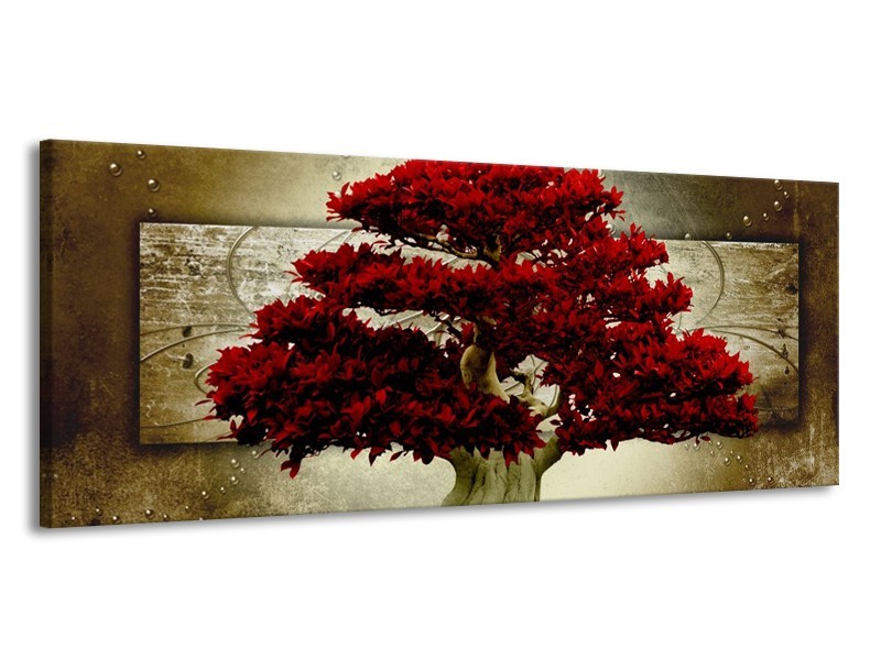 Glas schilderij Boom | Rood, Bruin | 145x58cm 1Luik