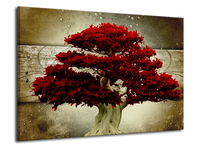 Canvas schilderij Boom | Rood, Bruin | 70x50cm 1Luik