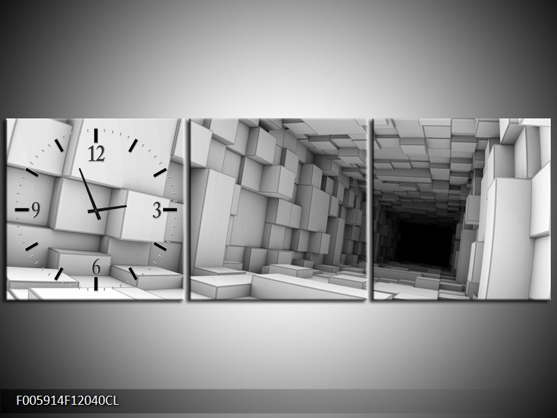 Klok schilderij Art | Grijs, Zwart | 120x40cm 3Luik