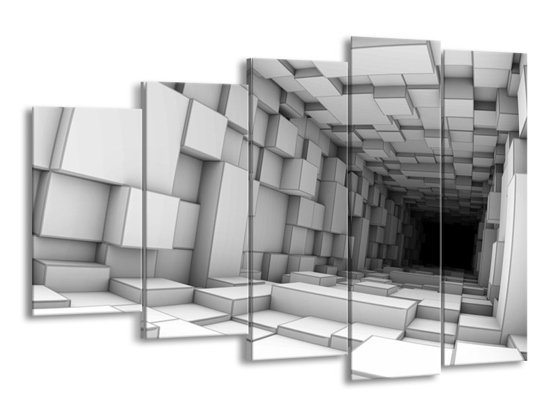 Canvas schilderij Art | Grijs, Zwart | 150x100cm 5Luik