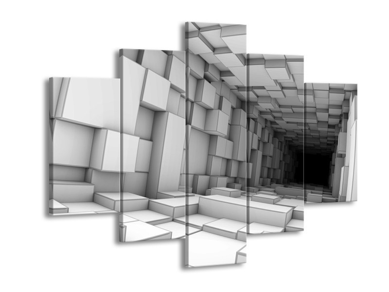 Canvas schilderij Art | Grijs, Zwart | 150x105cm 5Luik