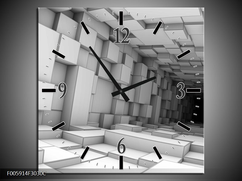 Klok schilderij Art | Grijs, Zwart | 30x30cm 1Luik