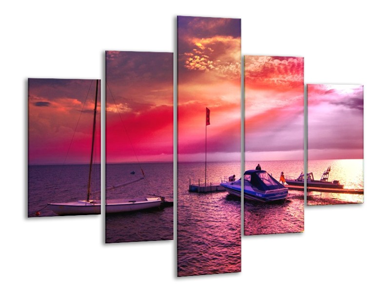 Canvas schilderij Water | Paars, Roze, Blauw | 100x70cm 5Luik
